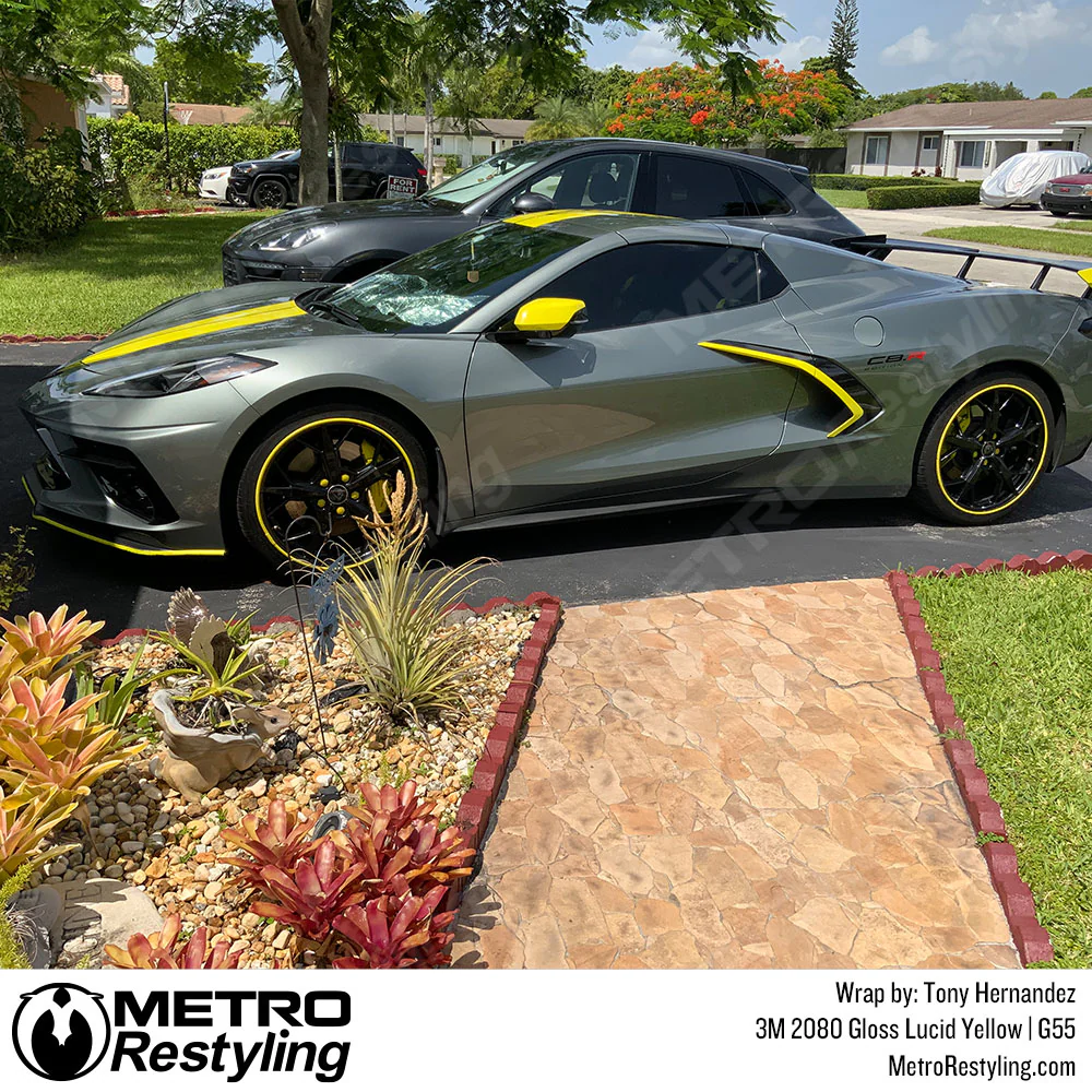 3M 2080 Gloss Lucid Yellow Vinyl Wrap | G55 - Image 4