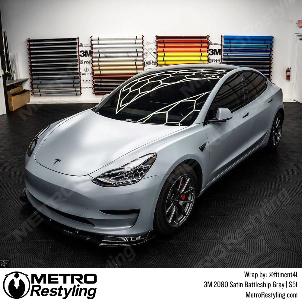 3M 2080 Satin Battleship Gray Vinyl Wrap | S51 - Image 10