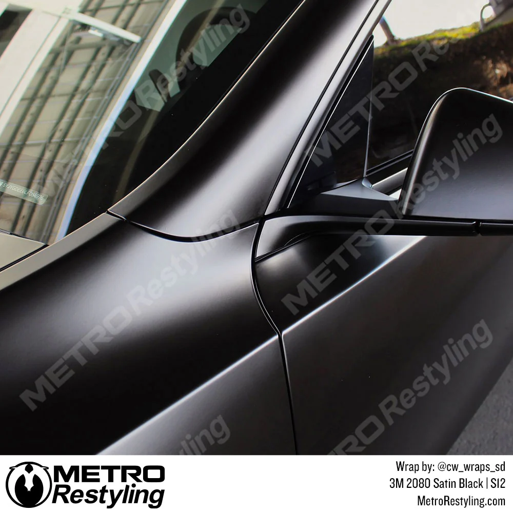 3M 2080 Satin Black Vinyl Wrap | S12 - Image 4