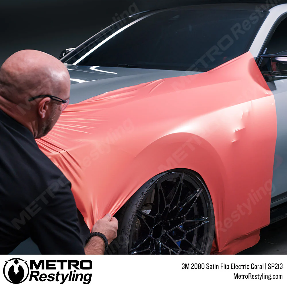 3M 2080 Satin Flip Electric Coral Vinyl Wrap | SP213 - Image 3
