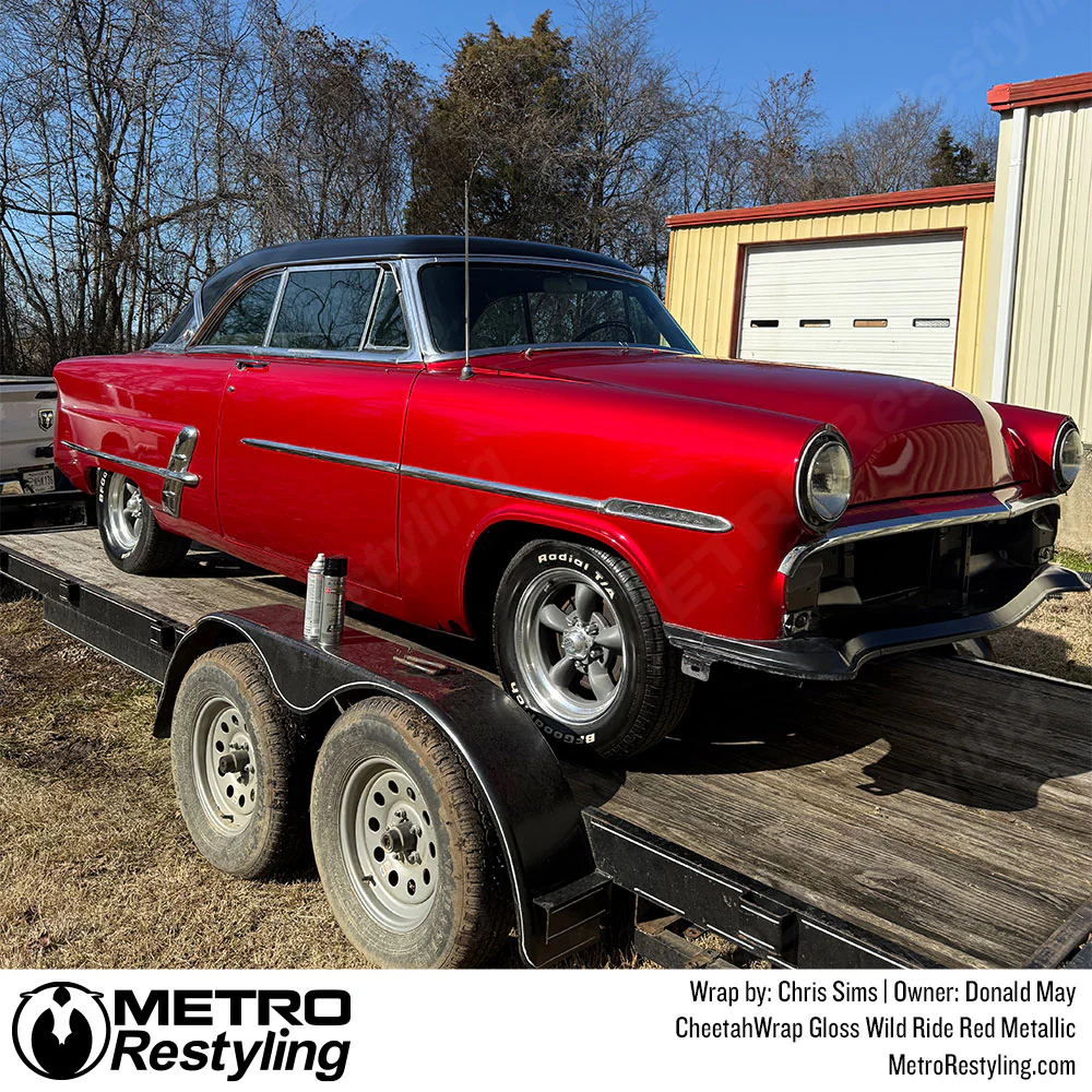 Cheetah Wrap Gloss Wild Ride Red Metallic Vinyl Wrap - Image 4