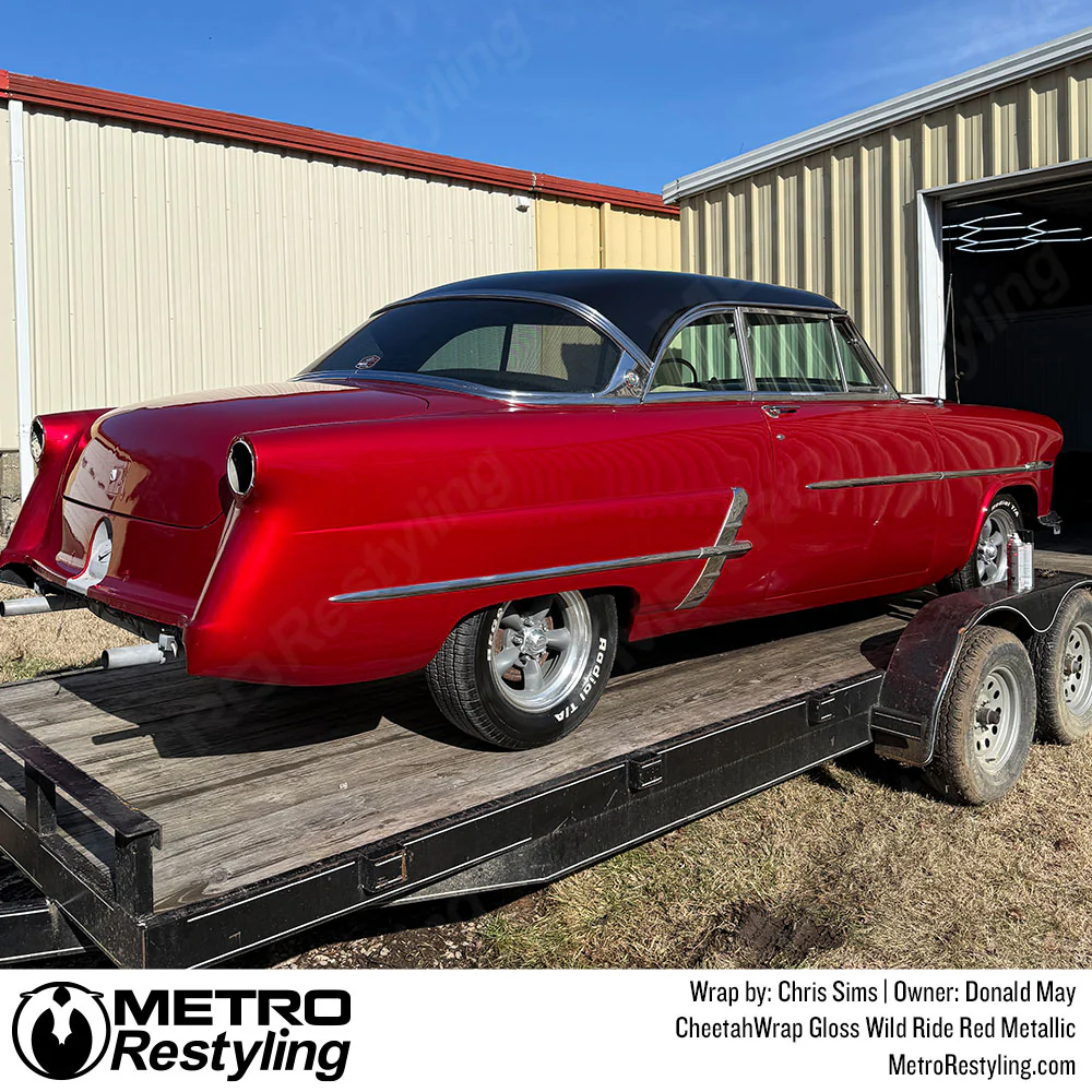 Cheetah Wrap Gloss Wild Ride Red Metallic Vinyl Wrap - Image 5