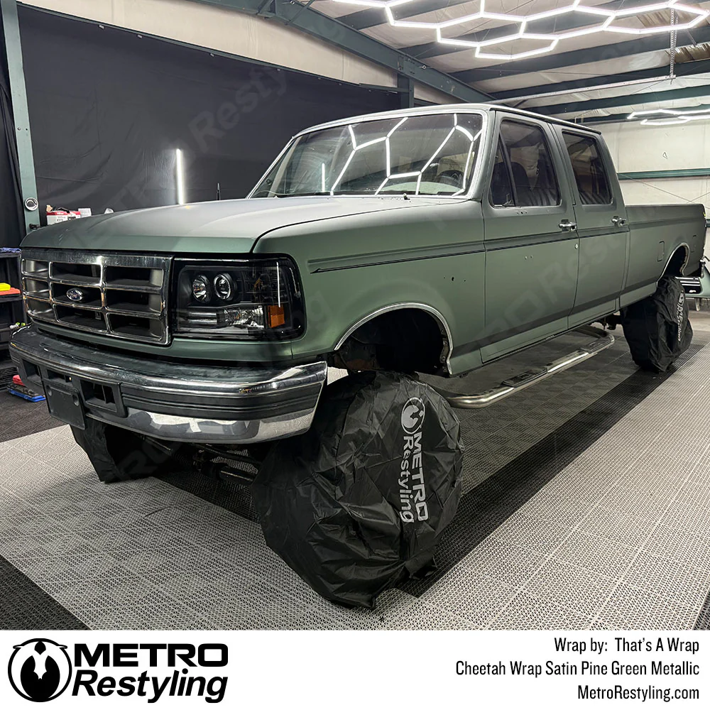 Cheetah Wrap Satin Pine Green Metallic Vinyl Wrap - Image 3