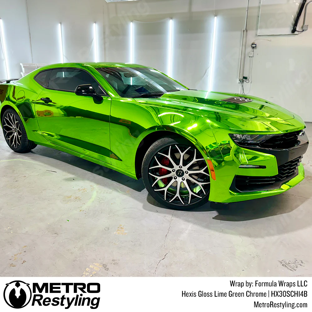 Hexis Gloss Lime Green Chrome Vinyl Wrap | HX30SCH14B - Image 3