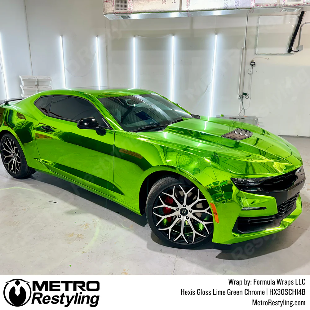 Hexis Gloss Lime Green Chrome Vinyl Wrap | HX30SCH14B - Image 4