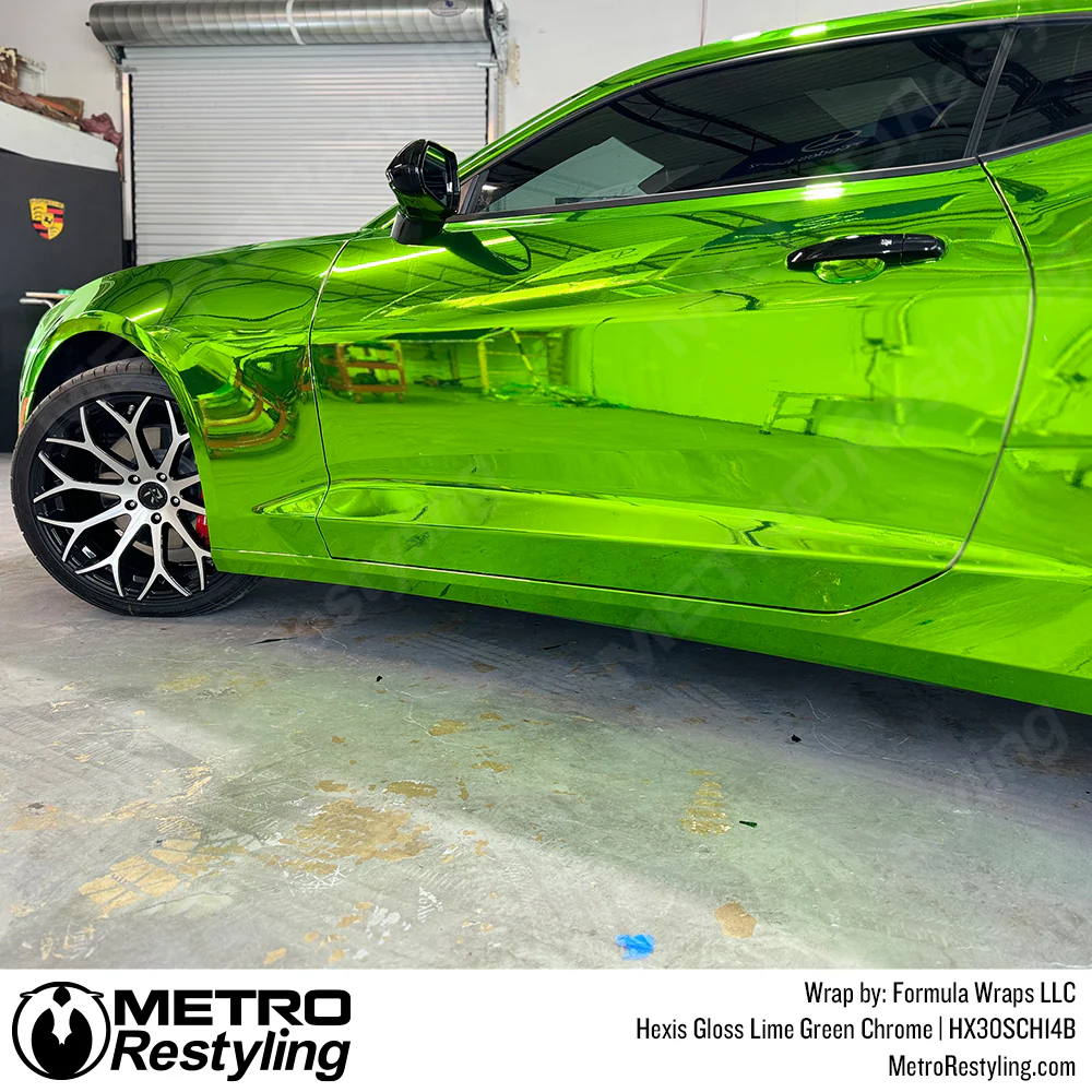 Hexis Gloss Lime Green Chrome Vinyl Wrap | HX30SCH14B - Image 5