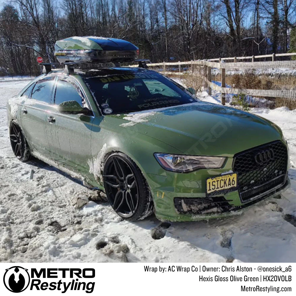 Hexis Gloss Olive Green Vinyl Wrap | HX20VOLB - Image 5