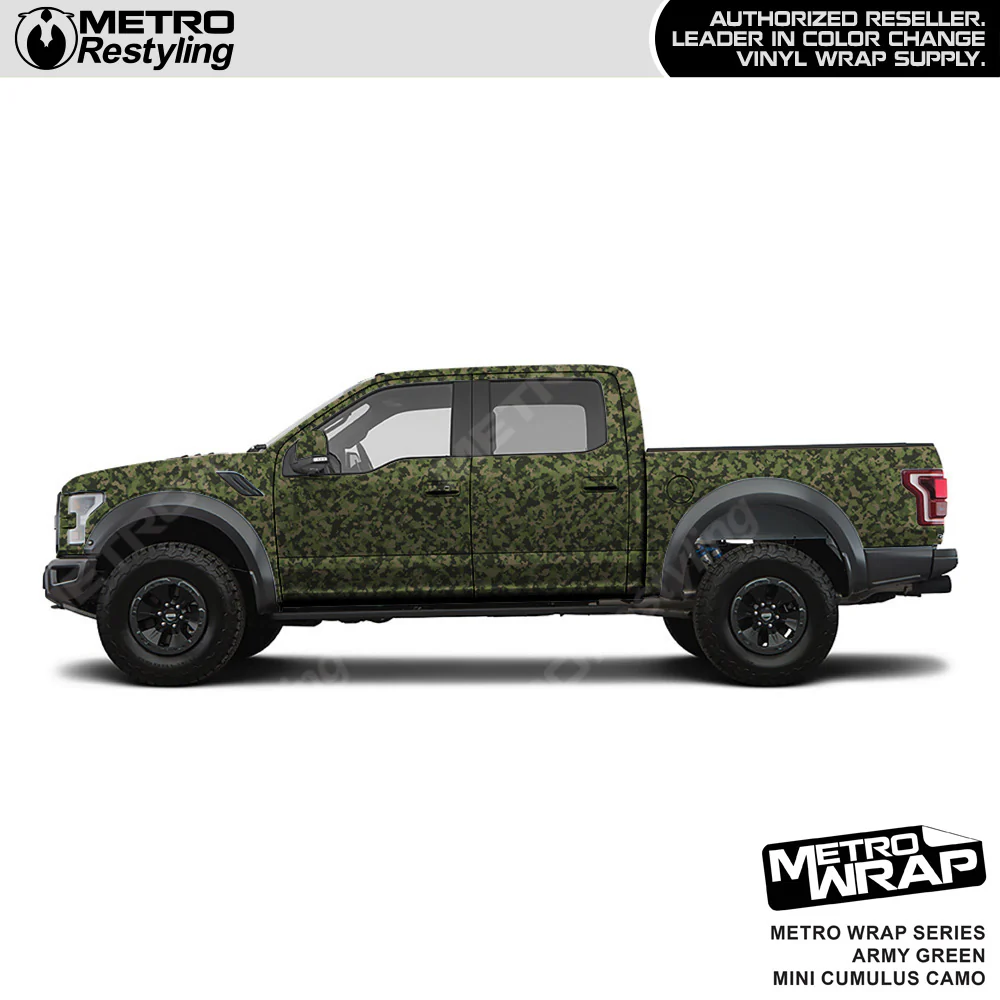 Metro Wrap Mini Cumulus Army Green Camouflage Vinyl Film - Image 3